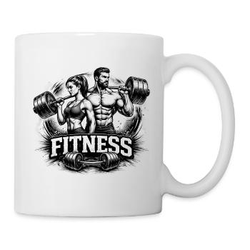 Fitness Weight Lifting Motif Drawing - Mug - white - Right