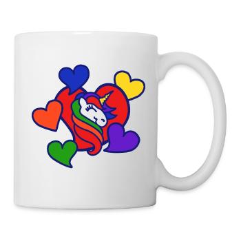 Regenbogenherz-Einhorn - Tasse - Weiß - Rechts