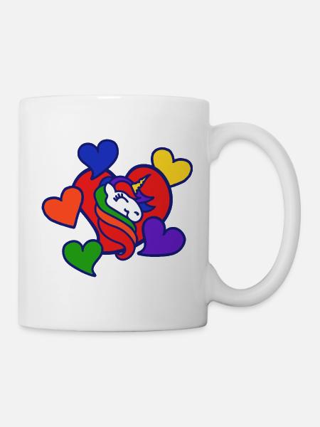 Regenbogenherz-Einhorn - Tasse - Weiß