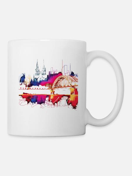 Köln Skyline Kölner Dom Deutschland Stadt Bunt - Tasse - Weiß