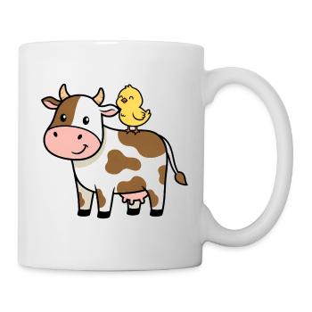 Cute Cow with Bird Friendship - Mug - white - Right