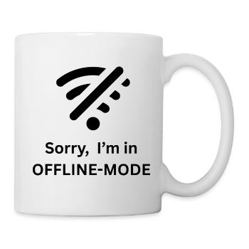 Offline-Mode Shirt – Kein WLAN, Ruhe bitte - Tasse - Weiß - Rechts