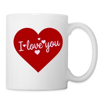 Herzliebe Schriftzug mit Herzen - Tasse - Weiß - Rechts