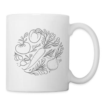 Botanische Gemüse-Lineart - Tasse - Weiß - Rechts