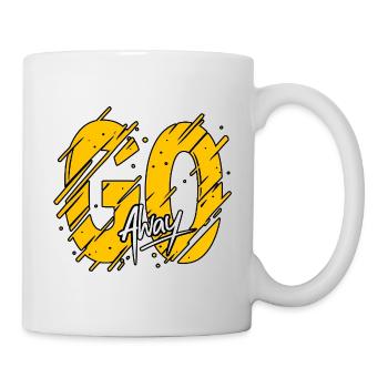 Affiche grunge typographique GO Away – Tex jaune en gras - Mug blanc - blanc - Droite