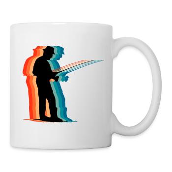 Retro Fisherman Silhouette Vintage Fishing Dad - Mug - white - Right