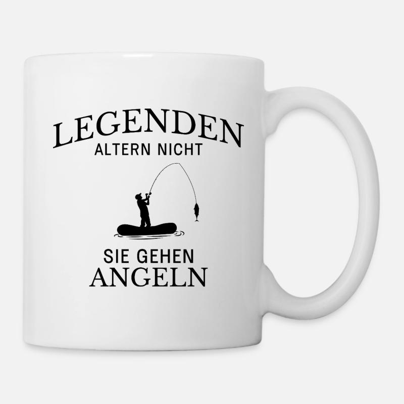 Legenden gehen Angeln Spruch - Tasse - Weiß