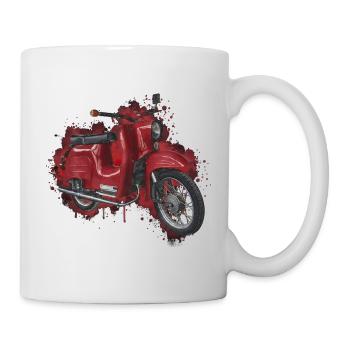 Cyclomoteur Schwalbe est-allemand à l'aquarelle – véhicule culte - Mug blanc - blanc - Droite