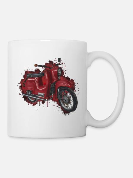 East German Schwalbe moped watercolor – cult vehicle - Mug - white