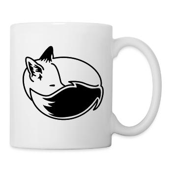 Fuchs eingekuschelt – Kawaii Fox Cartoon Design - Tasse - Weiß - Rechts