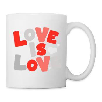 Love Is Love – Colorful Typo with Hearts - Mug - white - Right