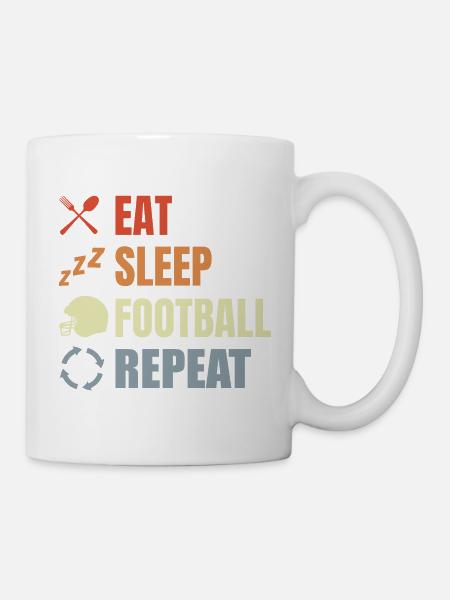 Eat Sleep Football Repeat - Tasse - Weiß