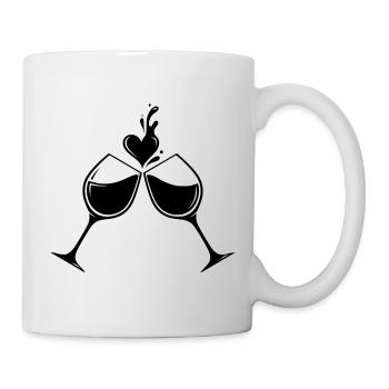 Wine Glasses Heart – Love & Enjoyment Design - Mug - white - Right