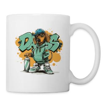 Graffiti Hund mit Hoodie - Tasse - Weiß - Rechts