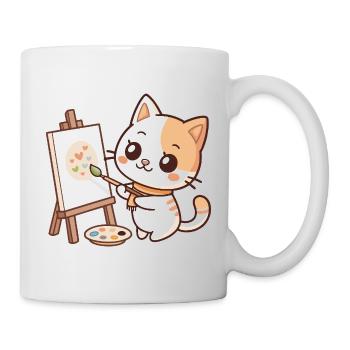 Kawaii Painter Cat on Pastel Palette - Mug - white - Right