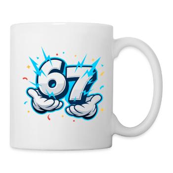 67 Six Seven Meme Lustig Geschenk Teenager - Tasse - Weiß - Rechts