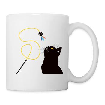 Katze mit Spielzeugangel - Tasse - Weiß - Rechts