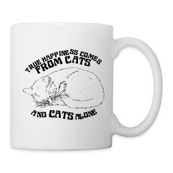LE VRAI BONHEUR VIENT DES CHATS - Mug blanc - blanc - Droite