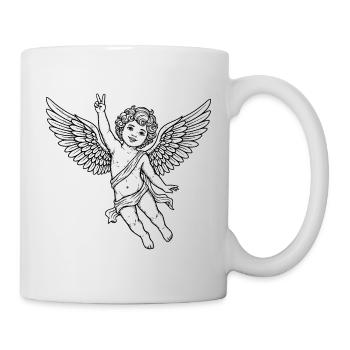 Cheerful Peace Angel with Peace Sign - Mug - white - Right