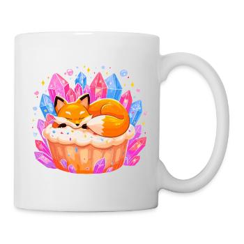 Schlafender Fuchs im Kristallcupcake - Tasse - Weiß - Rechts