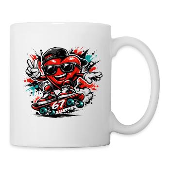 Sechs Sieben 6 7 Valentinstag Liebesgeschenk Herz - Tasse - Weiß - Rechts