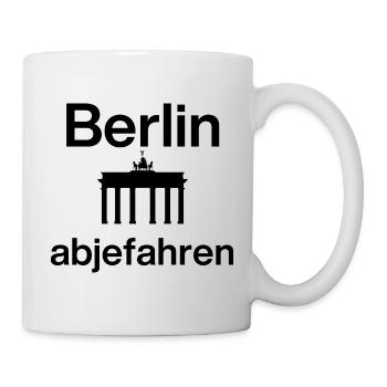 Berlin abjefahren, City Pulse! Brandenburger Tor - Tasse - Weiß - Rechts