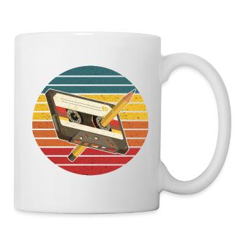 Vintage-Kassetten-Retro 90er, 80er, 70er, 60er, Musik - Tasse - Weiß - Rechts