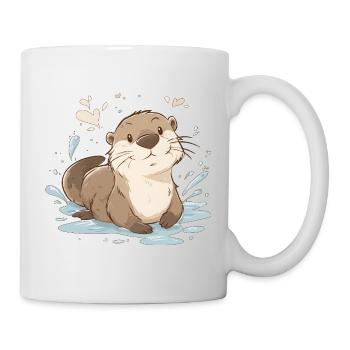 Niedlicher Kawaii-Otter – beruhigendes Naturtier - Tasse - Weiß - Rechts