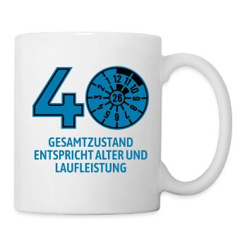 HU Januar 2026 - 40 Jahre - Geburtstag Geschenk - Tasse - Weiß - Rechts