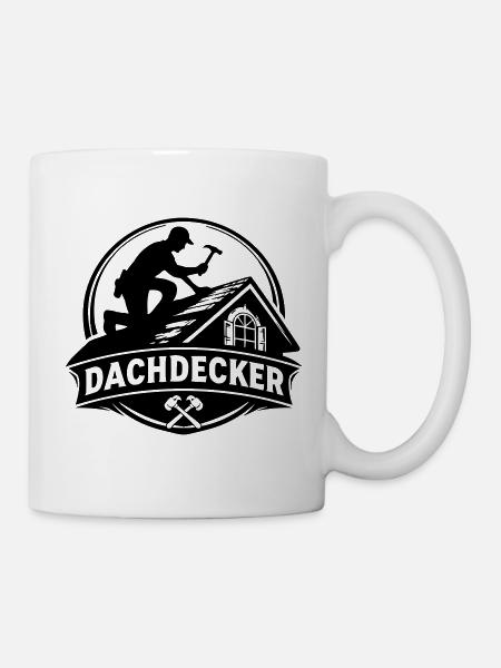 Dachdecker Silhouette auf Dach - Tasse - Weiß
