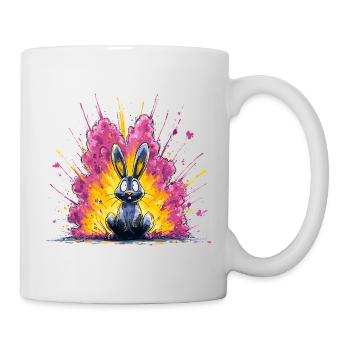 Knallbunter Hase Blitz - Tasse - Weiß - Rechts