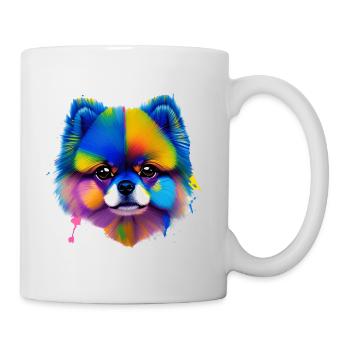 Pomeranian Dog Colorful Splash Art Portrait - Mug - white - Right