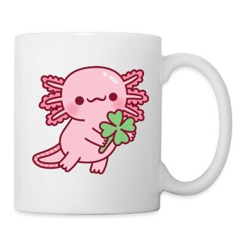 Mignon axolotl avec trèfle porte-bonheur à quatre feuilles - Mug blanc - blanc - Droite