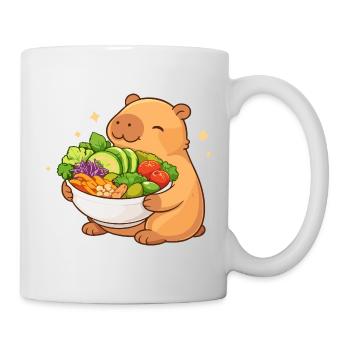 Capybara potelé avec bol de salade - Mug blanc - blanc - Droite