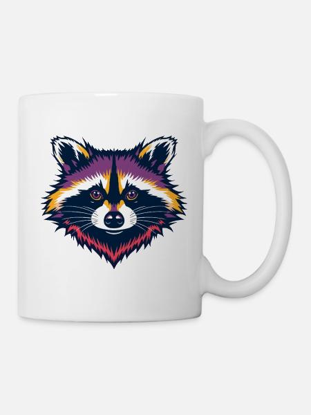 Tête de raton laveur néon - Mug blanc - blanc