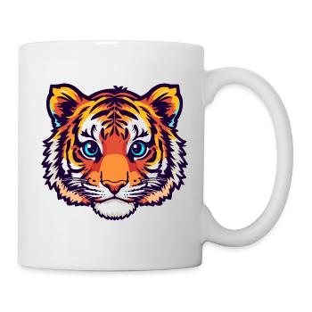Bunter Tigerkopf Illustration - Tasse - Weiß - Rechts