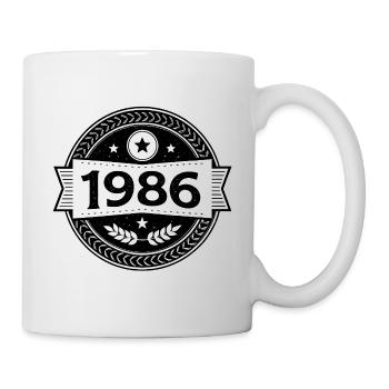 1986 Emblem - 40 Years - Born in 1986 - Tasse - Weiß - Rechts