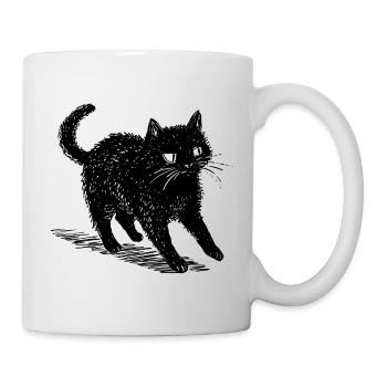 Gribouillis de chat noir décalé – Ambiance mignonne et inquiétante - Mug blanc - blanc - Droite