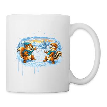Funny snowball fight with chipmunks - Mug - white - Right