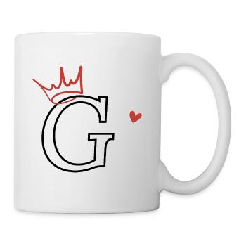 Buchstabe g Kronenherz - Tasse - Weiß - Rechts