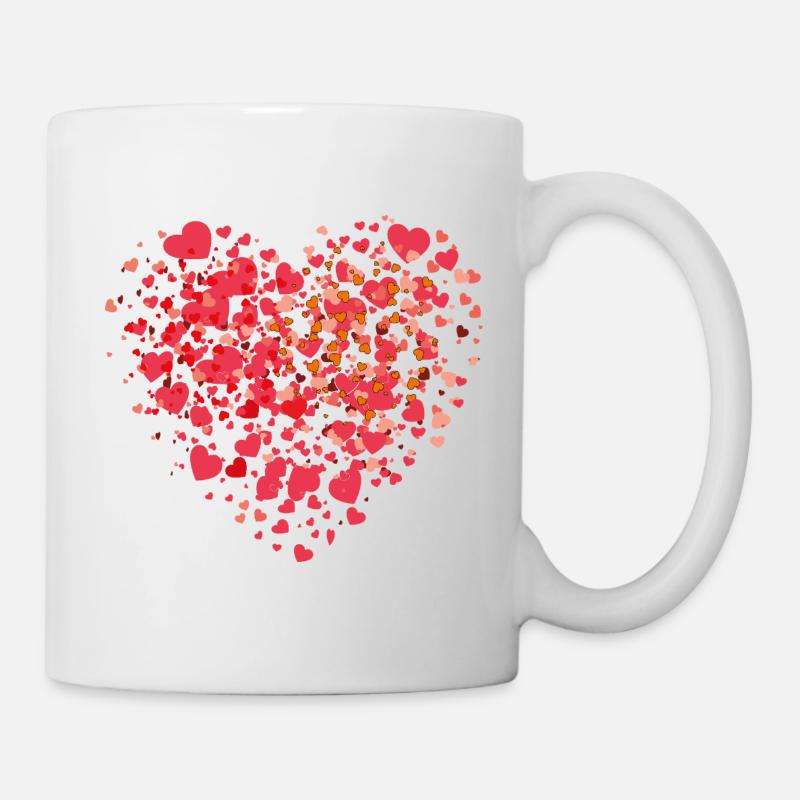 Mosaïque de cœurs de petits cœurs d’amour - Mug blanc - blanc