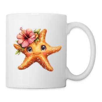 Süßer Seestern mit Hibiskusblüte - Tasse - Weiß - Rechts