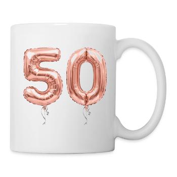 50. Geburtstag Rose Gold Luftballon - 50 Jahre - Tasse - Weiß - Rechts
