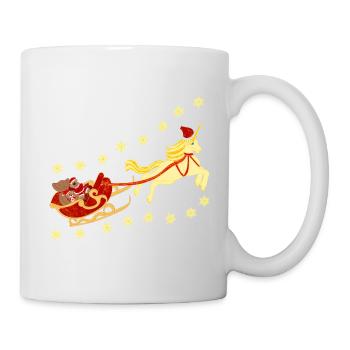 Licorne avec traîneau de Noël, ours, tigre - Mug blanc - blanc - Droite
