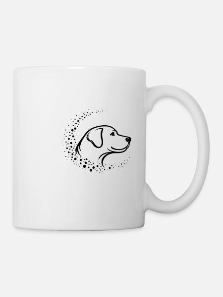 Minimal Dog Muzzle – Abstract Line Art Design - Tasse - Weiß