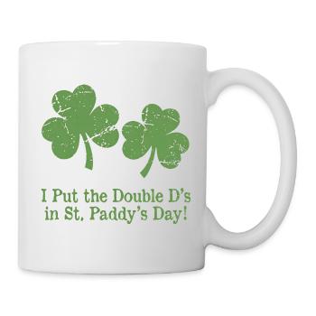 Humour de la Saint-Patrick : Double D Shamrocks - Mug blanc - blanc - Droite