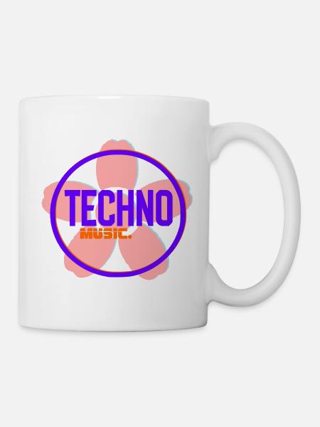 Techno Circle Neon-Logo - Tasse - Weiß