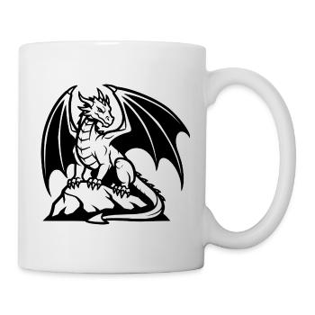 Drache Logo – Fantasy Krafttier Design - Tasse - Weiß - Rechts