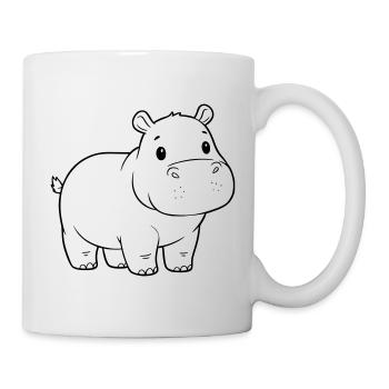 Süßes Baby Nilpferd Comic Outline - Tasse - Weiß - Rechts