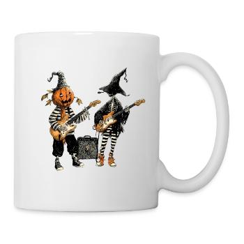 Pumpkin & Skeleton Rock Band Illustration - Mug - white - Right